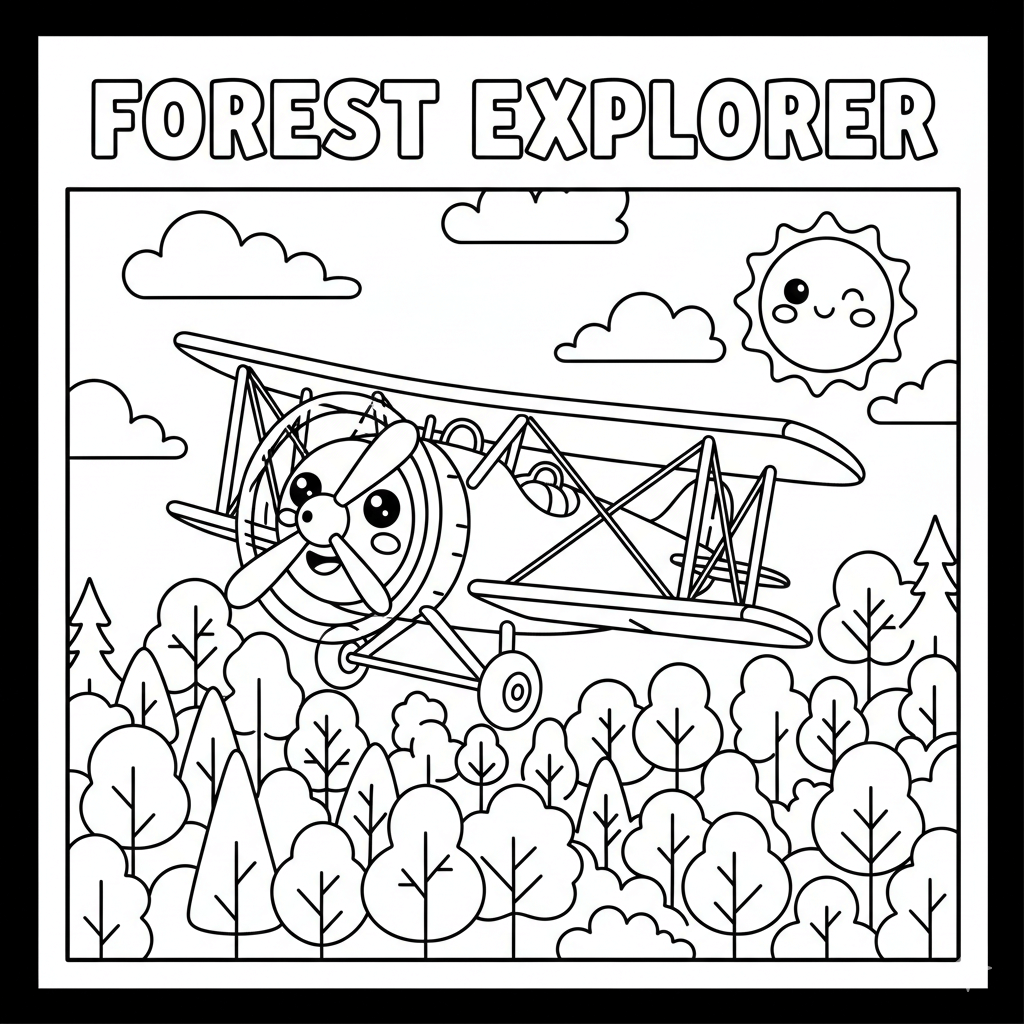 Biplane Coloring Page