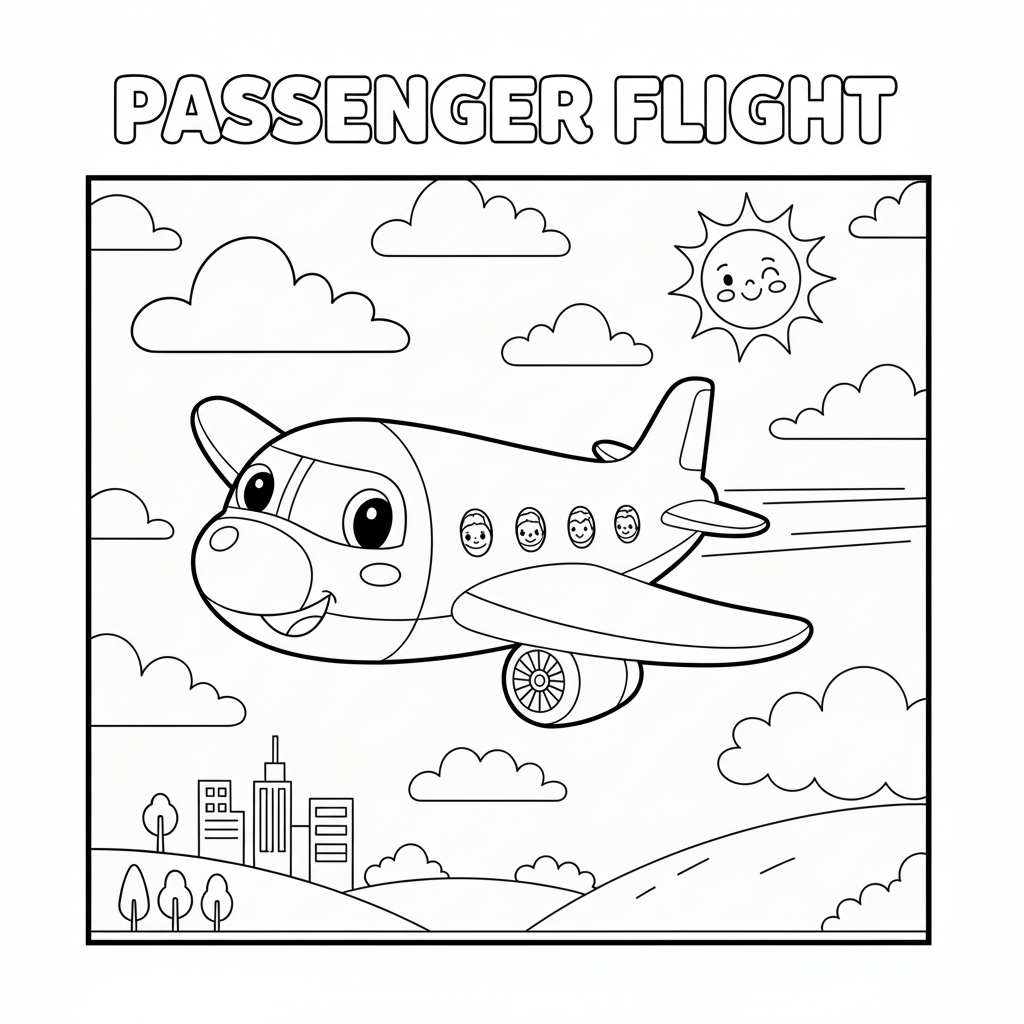 Passenger Plane Coloring Page