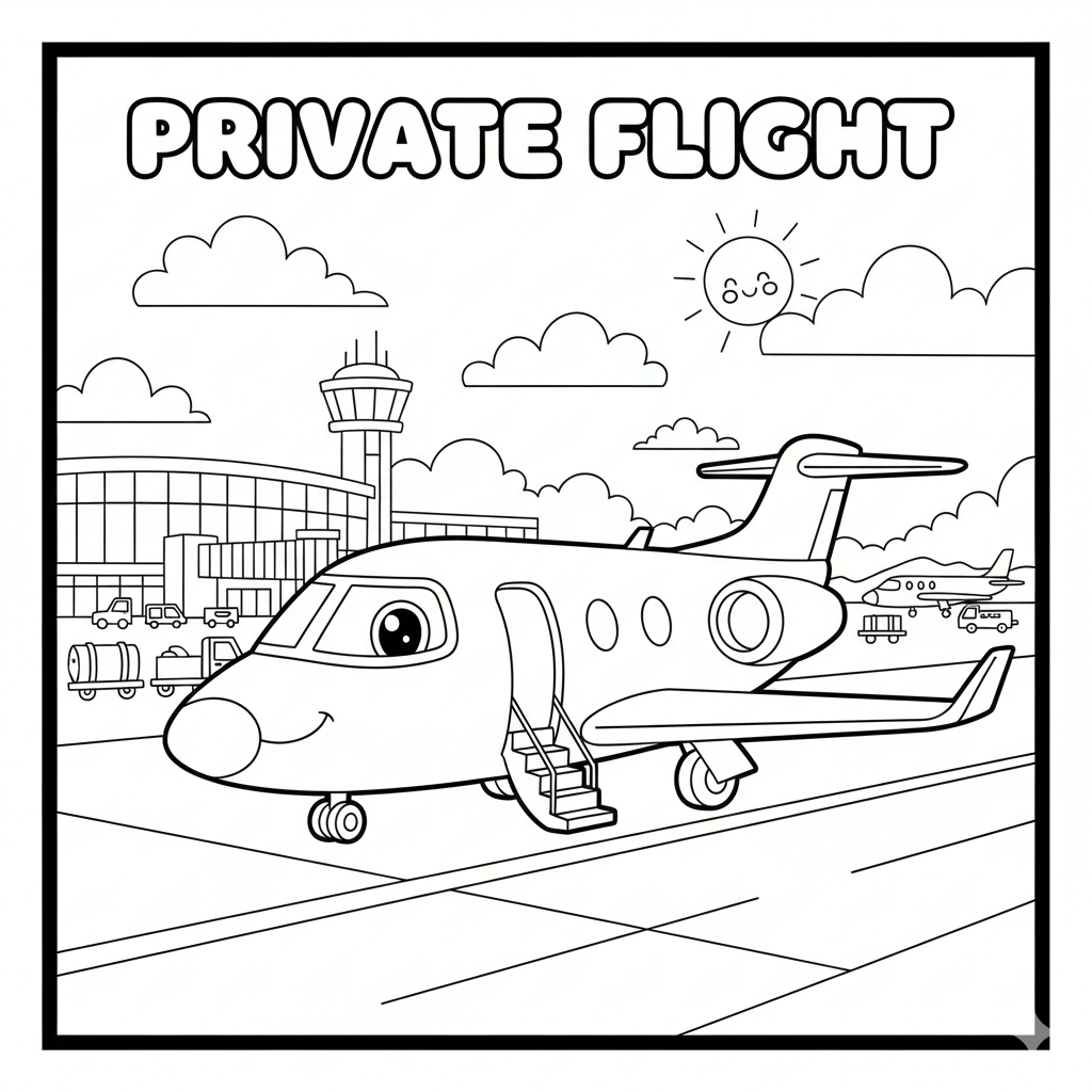 Private Jet Coloring Page