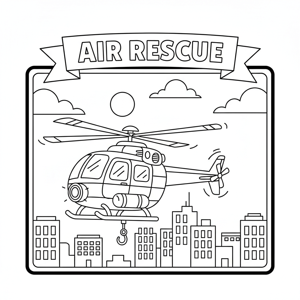 Rescue Helicopter Coloring Page