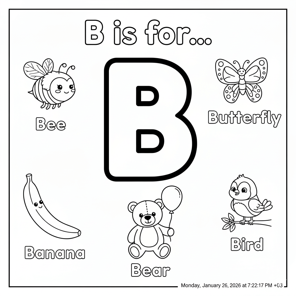 Letter B Coloring Page