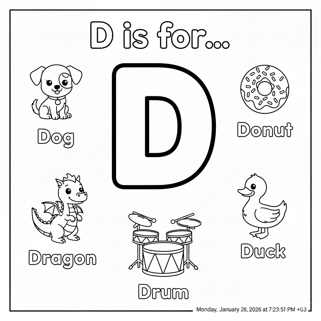 Letter D Coloring Page