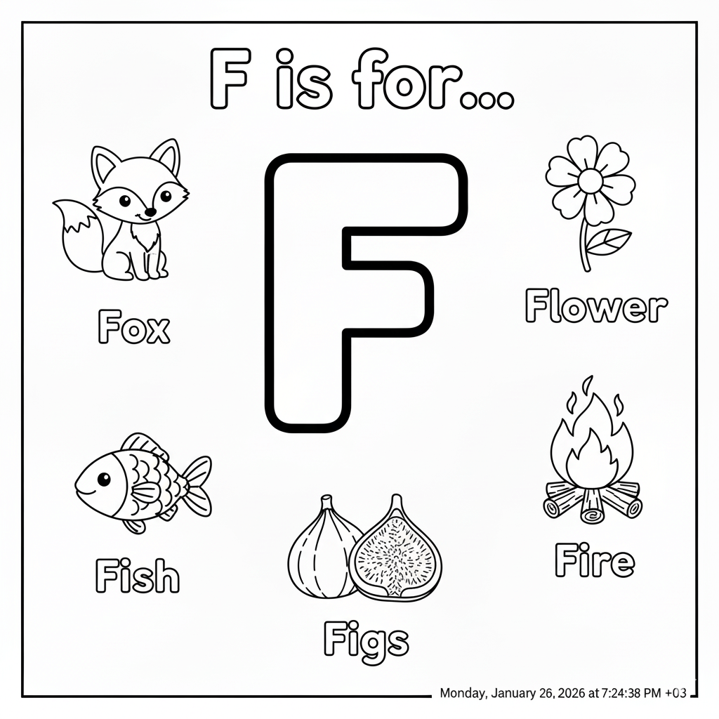Letter F Coloring Page