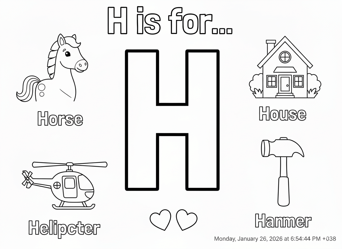 Letter H Coloring Page