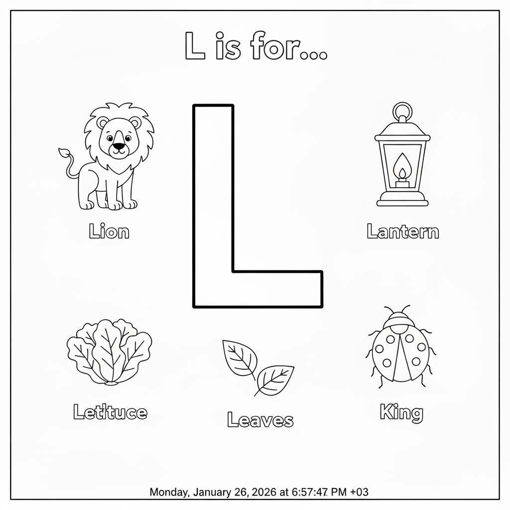 Letter L Coloring Page