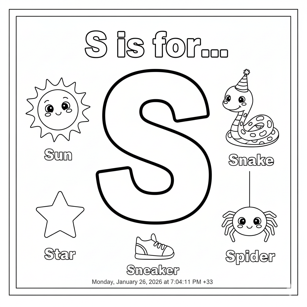 Letter S Coloring Page