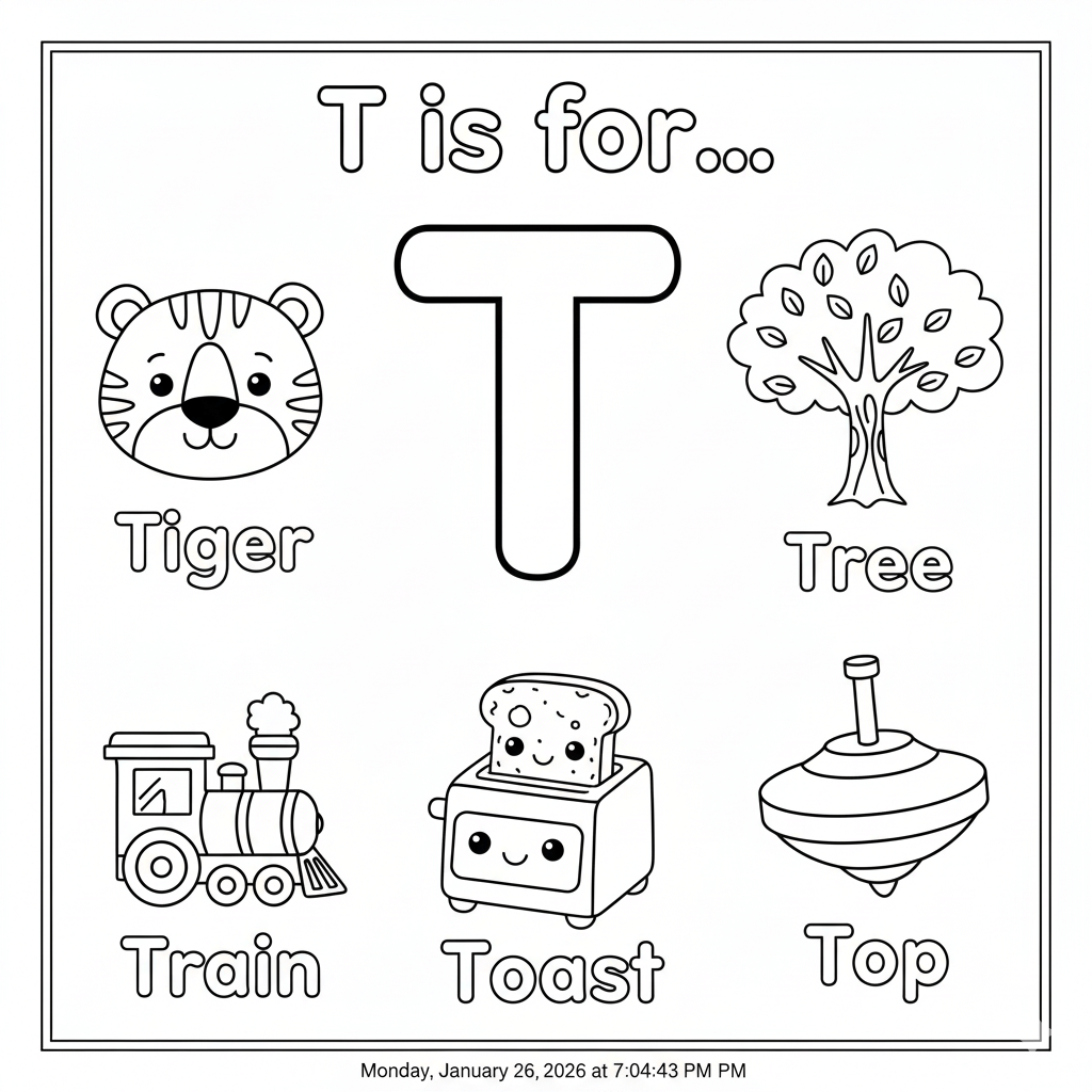 Letter T Coloring Page