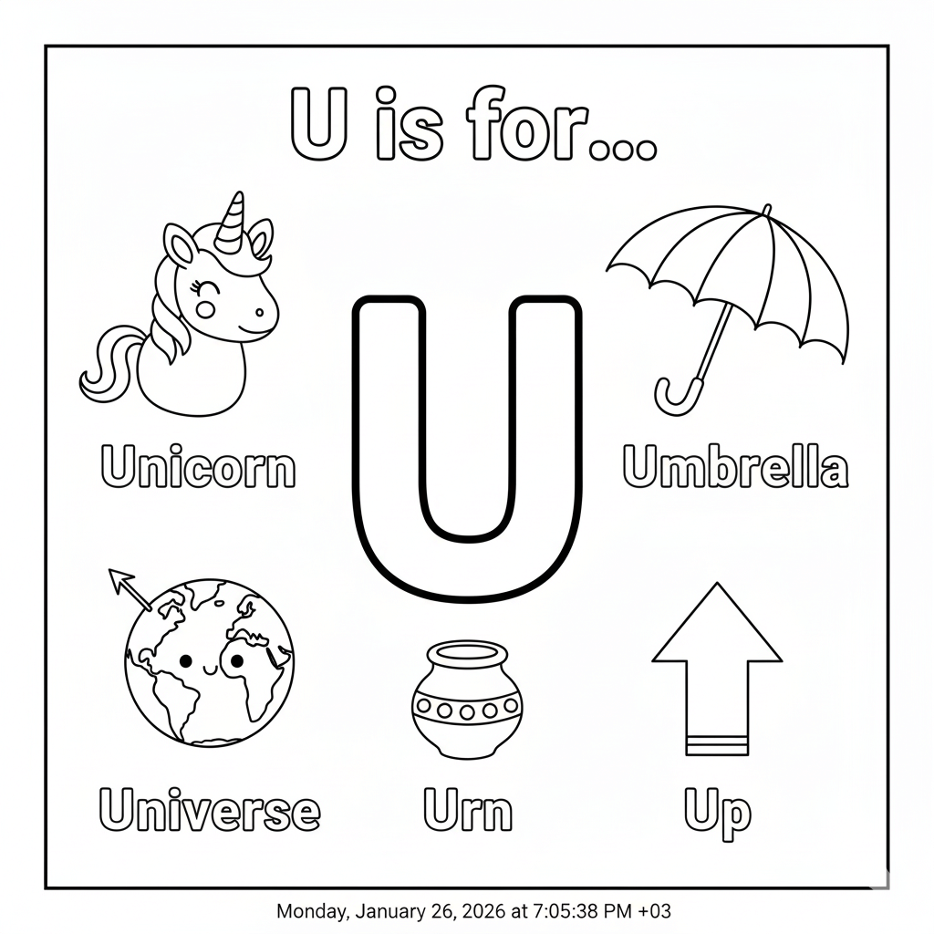 Letter U Coloring Page
