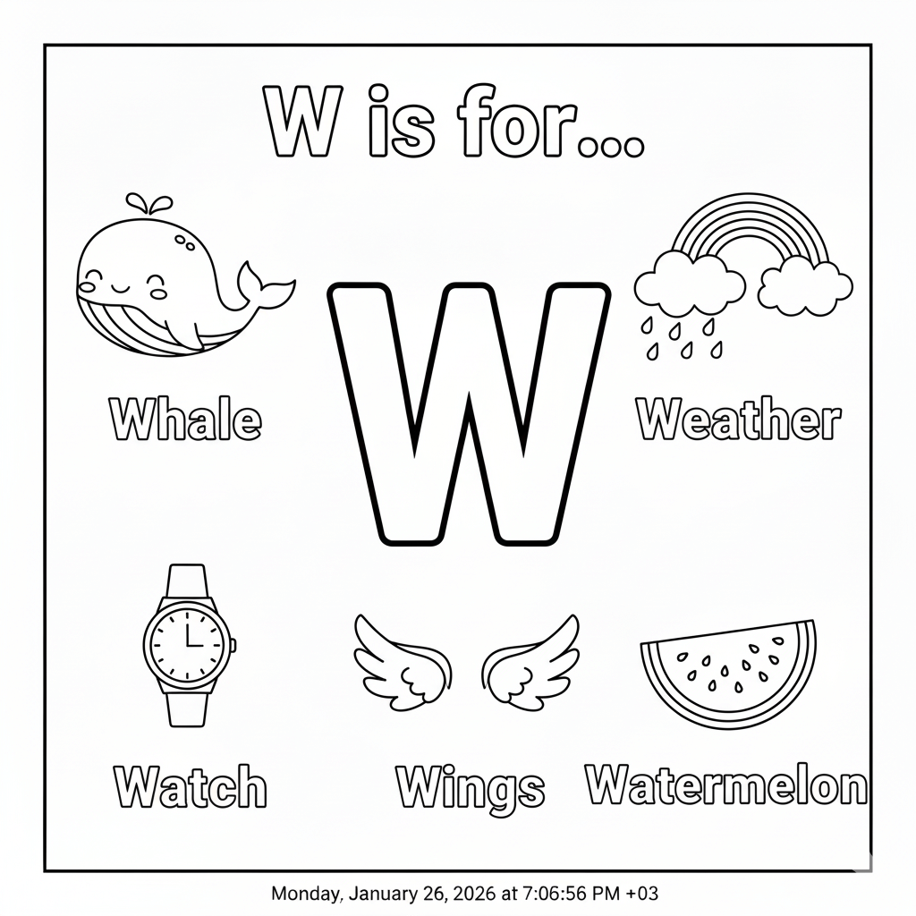 Letter W Coloring Page