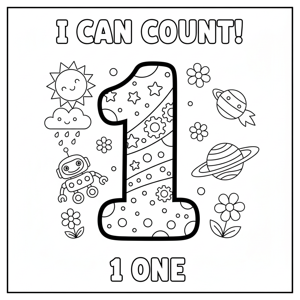 Number 1 Coloring Page