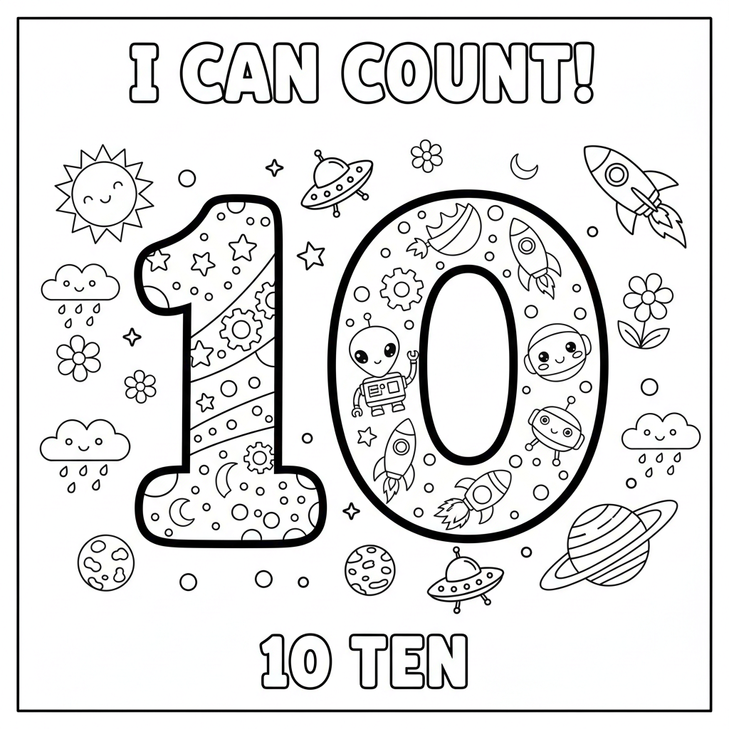 Number 10 Coloring Page