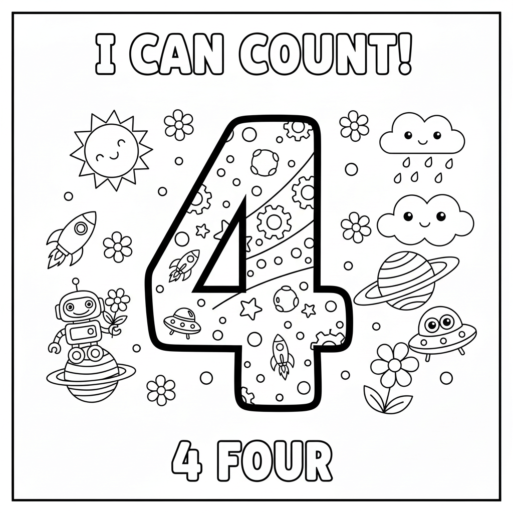Number 4 Coloring Page