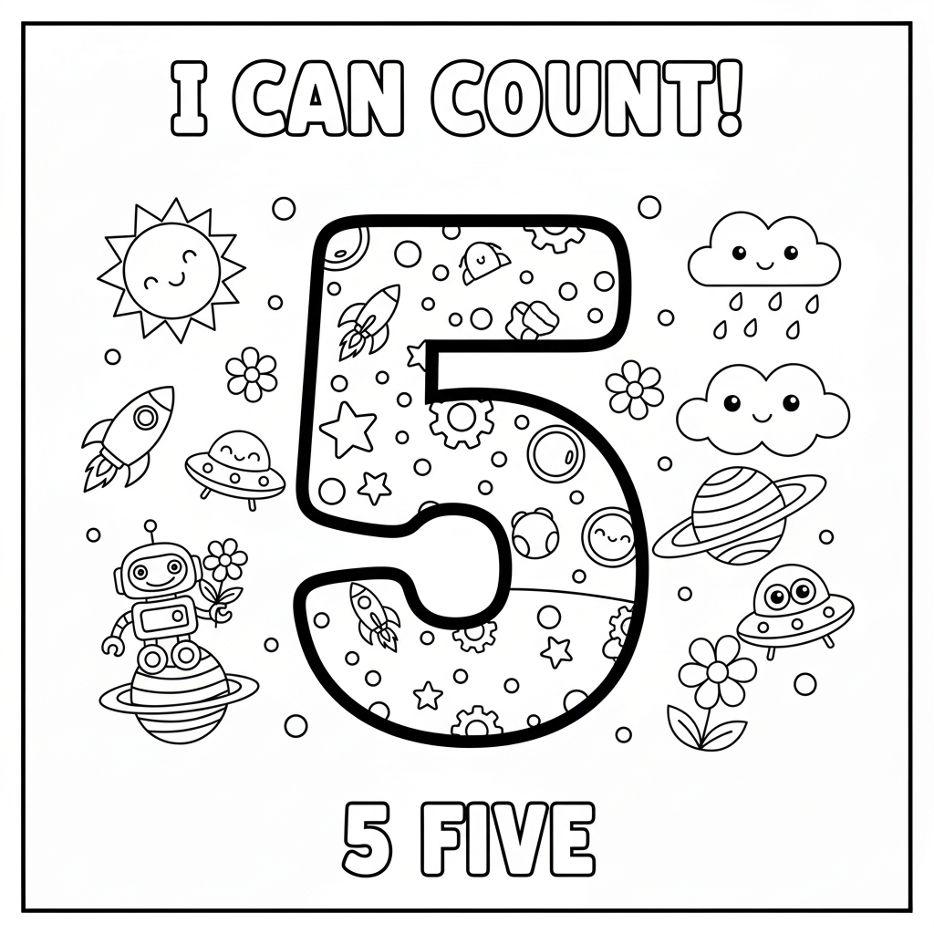 Number 5 Coloring Page