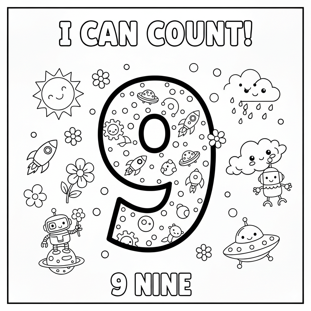 Number 9 Coloring Page