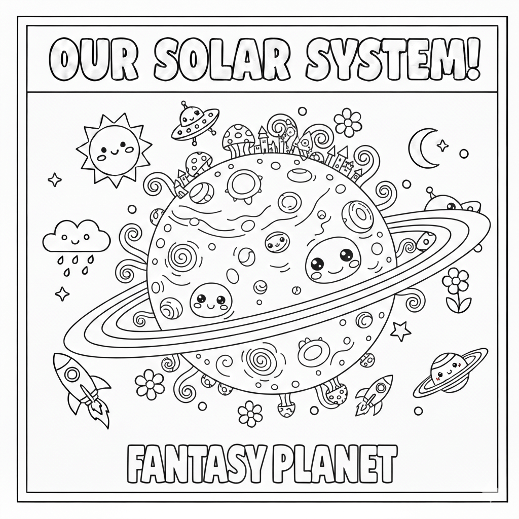 Fantasy Planet Coloring Page