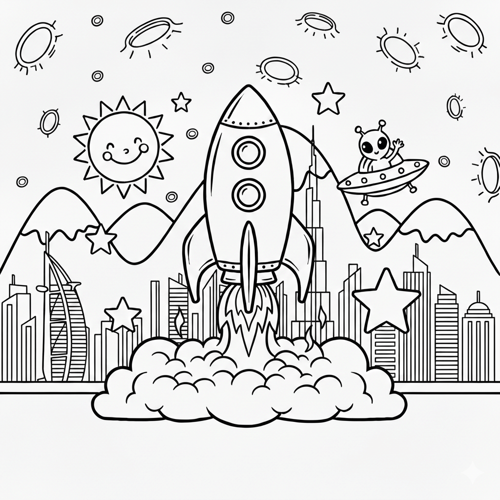 Big Rocket Coloring Page