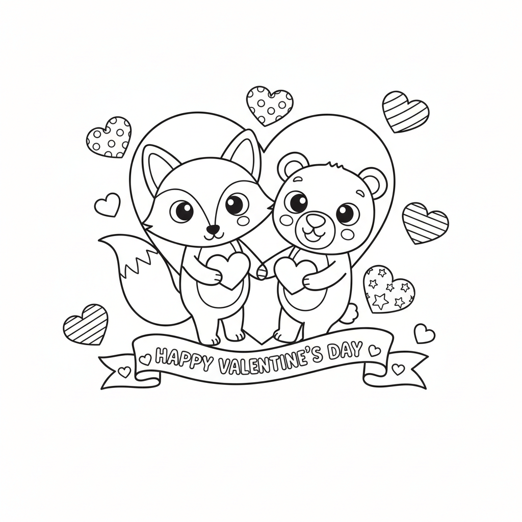 Cute Valentine Coloring Page