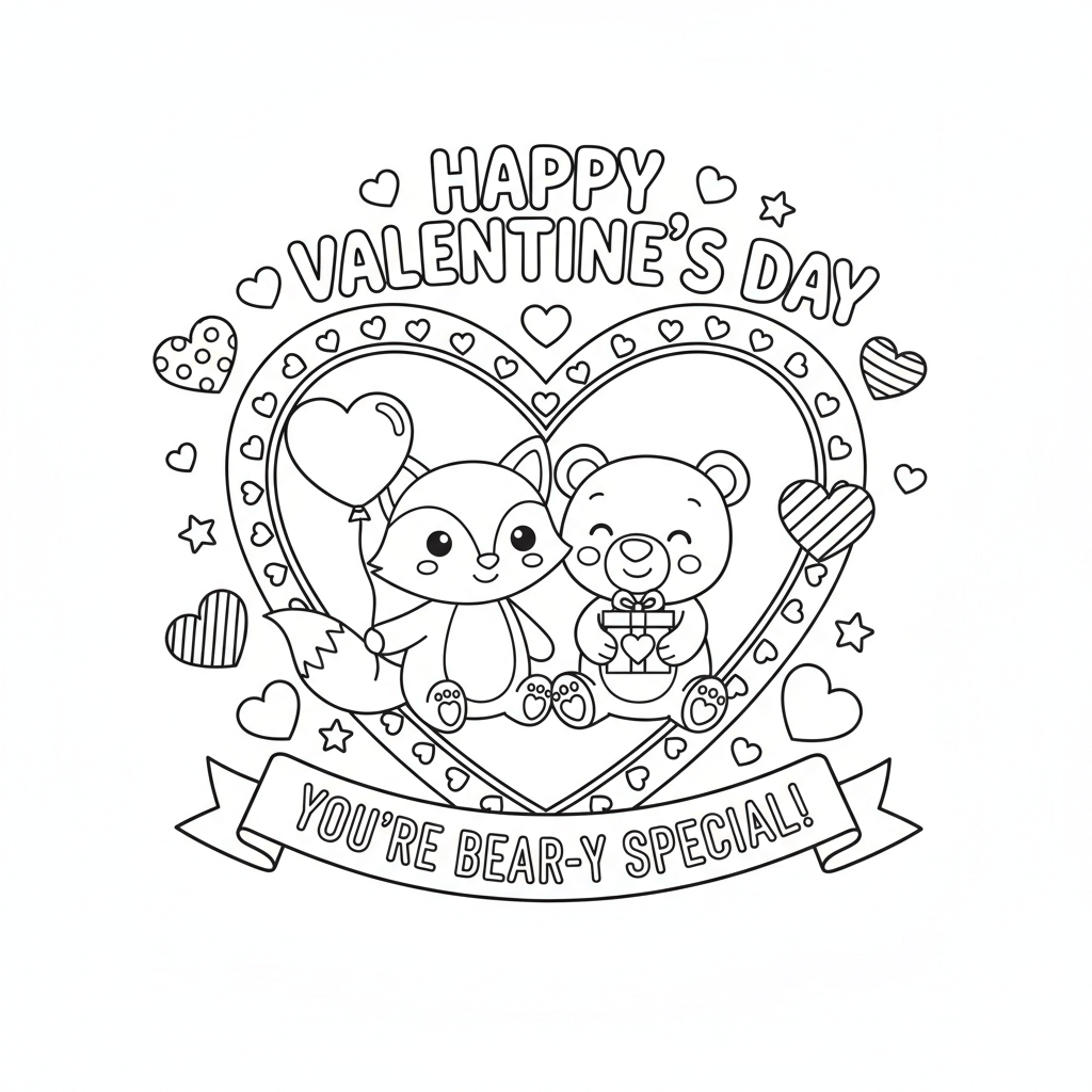 Valentine Card Coloring Page